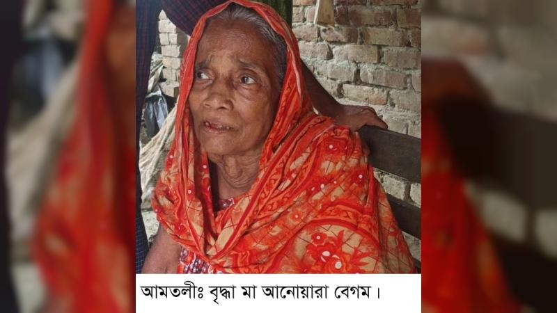 জমি লিখে না দেওয়ায় বৃদ্ধা মাকে ঘর থেকে বের করে দিলো ছেলে